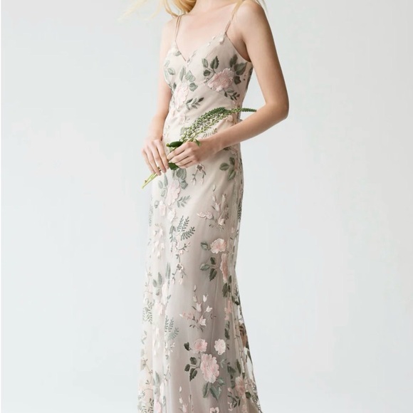 Jenny Yoo Dresses & Skirts - Jenny Yoo Pink and Green Floral Maxi Dress